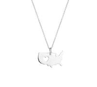 Spero London Love USA (America) Map Heart Necklace Sterling Silver - Silver - Silver