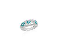 Spero London Natural Textured Sterling Silver Evil Eye Ring - Silver - Silver