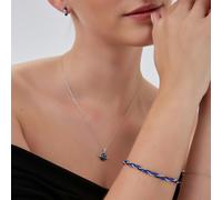 Spero London Navy Blue Braided Rope Sterling Silver Beaded Chain Bracelet