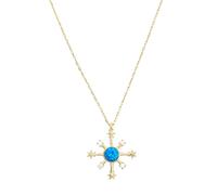 Spero London Opal Ship Wheel High Quality Sterling Silver Necklace - Gold - Gold