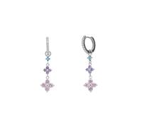 Spero London Pastel Clovers Pave Blue Purple Pink Drop Earrings - Silver - Silver