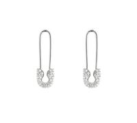 Spero London Pave Safety Pin Earrings Jewelled Sterling Silver - Silver