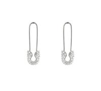 Spero London Pave Safety Pin Earrings Jewelled Sterling Silver - Silver - Silver