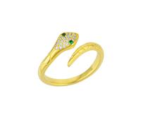 Spero London Pave Snake Ring With Green Eyes in Sterling Silver - Gold - Gold