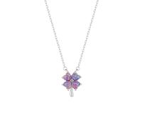Spero London Pink & Purple Opal Four Leaf Clover Sterling Silver Necklace - Silver - Silver