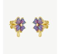 Spero London Pink Purple Opal Four Leaves Clover Sterling Silver Stud Earrings - Gold - Gold