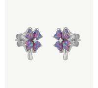 Spero London Pink Purple Opal Four Leaves Clover Sterling Silver Stud Earrings - Silver - Silver