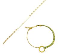 Spero London Semi Twisted and Handmade Braided Sterling Silver Bracelet Set - Green - Green