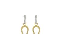 Spero London Silver Hoop Sterling Silver Horseshoe Equestrian Earrings - Gold - Gold