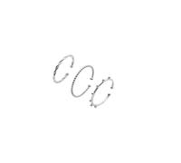 Spero London Skinny Layering Adjustable Ring Set - Silver - All Set - Silver
