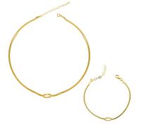Spero London Snake Chain Knot Bracelet & Choker Set in Sterling Silver - Gold - Gold