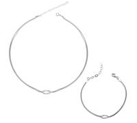 Spero London Snake Chain Knot Bracelet & Choker Set in Sterling Silver - Silver - Silver