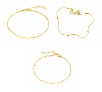 Spero London Sterling Silver Beaded Satellite Bracelet Layering Set - Gold