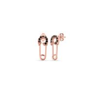 Spero London Sterling Silver Black Jewelled Mini Safety Pin Stud Earrings - Silver - Silver