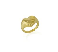 Spero London Sterling Silver Chunky Love Heart Signet Ring - Gold - Gold