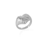 Spero London Sterling Silver Chunky Love Heart Signet Ring - Silver - Silver