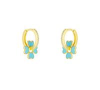 Spero London Sterling Silver Enamel Clover Earrings - Turquoise - Gold - Gold