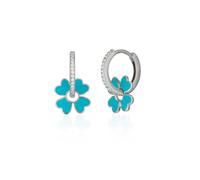 Spero London Sterling Silver Enamel Clover Earrings - Turquoise - Silver - Silver