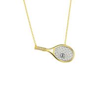 Spero London Sterling Silver Gold Tennis Racket Necklace