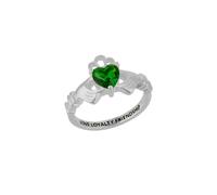 Spero London Sterling Silver Green Claddagh Ring - Silver - Silver