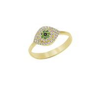 Spero London Sterling Silver Green Evil Eye Ring