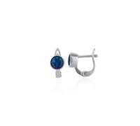 Spero London Sterling Silver High Quality Round Opal Earrings - Blue - Blue
