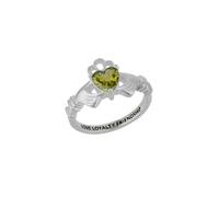Spero London Sterling Silver Irish Mystic Green Claddagh Ring - Silver - Silver