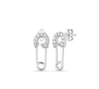 Spero London Sterling Silver Jewelled Mini Safety Pin Stud Earrings - Silver - Silver
