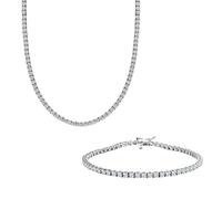 Spero London Sterling Silver Large Tennis Necklace and Bracelet Set - 3mm