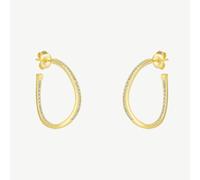 Spero London Sterling Silver Large Wavy Stud Hoop Earring With Interior Gemstones - Gold - Gold