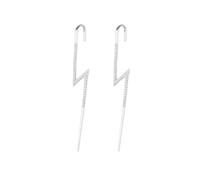 Spero London Sterling Silver Lightning Bolt Ear Crawler with Sparkling White Gemstones - Pair - Silver - Silver