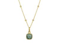 Spero London Sterling Silver Natural Square Pendant Necklace With Beaded Chain - Green - Green