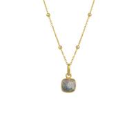 Spero London Sterling Silver Natural Square Pendant Necklace With Beaded Chain - Grey - Grey