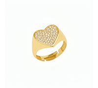 Spero London Sterling Silver Pave Heart Signet Ring - Gold - Gold