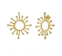 Spero London Sun Sunburst Large Textured Molten Sterling Silver Earrings - Gold - Gold