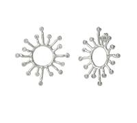 Spero London Sun Sunburst Large Textured Molten Sterling Silver Earrings - Silver - Silver
