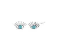 Spero London Turquoise Bleu Eye Stud Earrings Sterling Silver - Silver - Silver