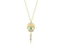Spero London Turquoise Evil Eye Eyelash Drop Sterling Silver Necklace