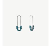 Spero London Turquoise Pave Safety Pin Earring Jewelled Sterling Silver - Silver - Silver