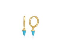 Spero London Turquoise Spike Pave Hoop Drop Earrings