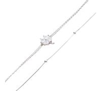 Spero London White Clover Bracelet and Italian Bead Chain Bracelet Layering Set - Silver - Silver