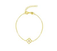 Spero London White Enamel Clover Bracelet - Gold - Gold