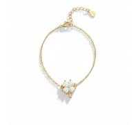 Spero London White Opal Clover Sterling Silver Bracelet - Gold - Gold