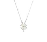 Spero London White Opal Four Leaf Clover Sterling Silver Necklace - Silver - Silver
