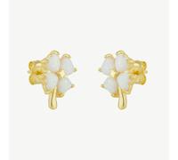 Spero London White Opal Four Leaves Clover Sterling Silver Stud Earring - Gold - Gold