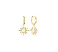 Spero London White Opal Sun Drop Hoop Earrings Sterling Silver - Gold - Gold
