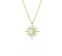 Spero London White Opal Sun Sterling Silver Necklace - Gold - Gold