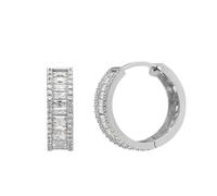 Spero London Women's Baguette Cubic Zirconia Sterling Silver Pave Hoop Earring Spero London Silver One Size