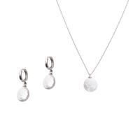 Spero London Women's Baroque Flat Pearl Pendant Necklace & Earring Sterling Silver Set Spero London Silver One Size