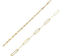 Spero London Women's Bead Chain Twisted & Large Rectangular Chain Sterling Silver Bracelet Set in Gold Spero London Gold One Size
